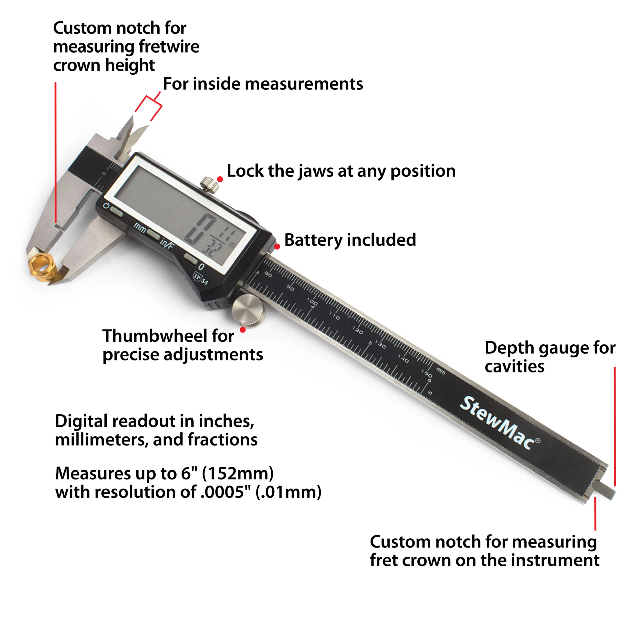 Luthier's Digital Caliper - StewMac 2 Luthier's Digital Caliper - StewMac - Image 2