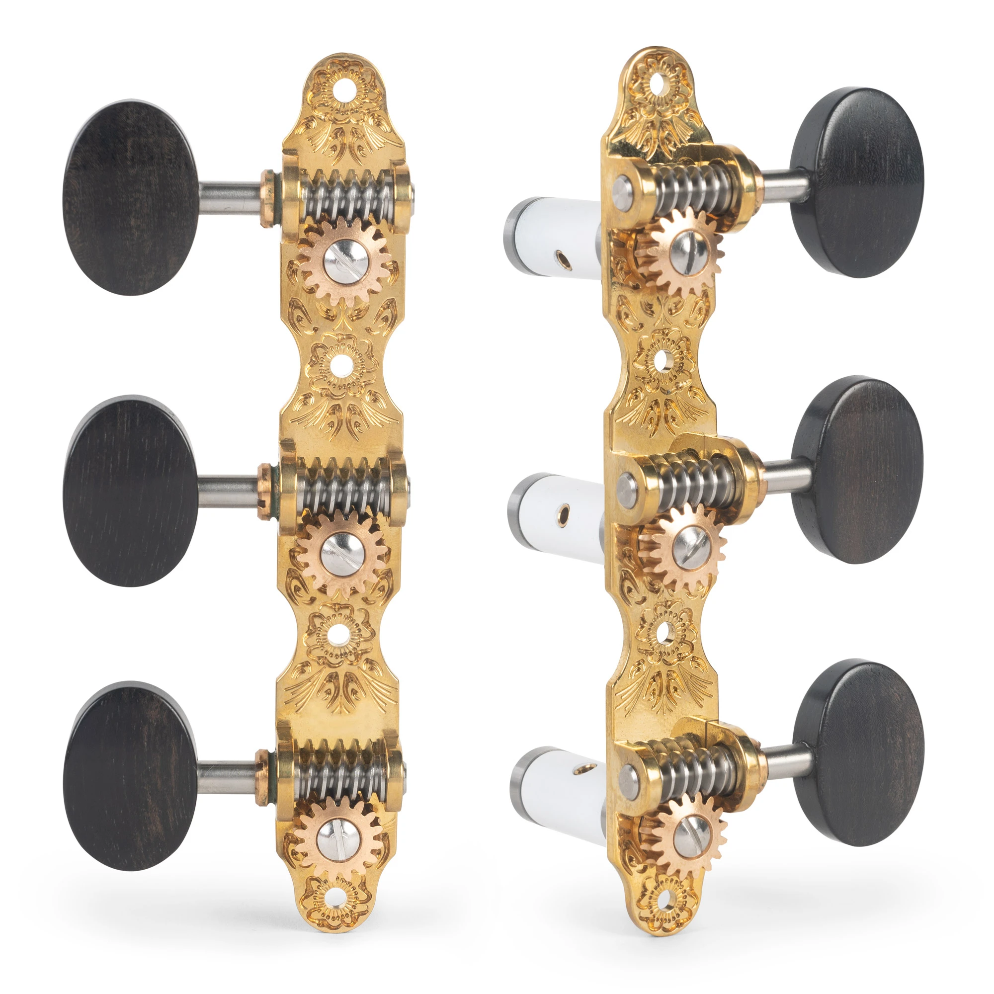 Sloane Classical Guitar Tuners With Ebony Knobs And Flower Baseplates - StewMac 4 Sloane Classical Guitar Tuners With Ebony Knobs And Flower Baseplates - StewMac - Image 4