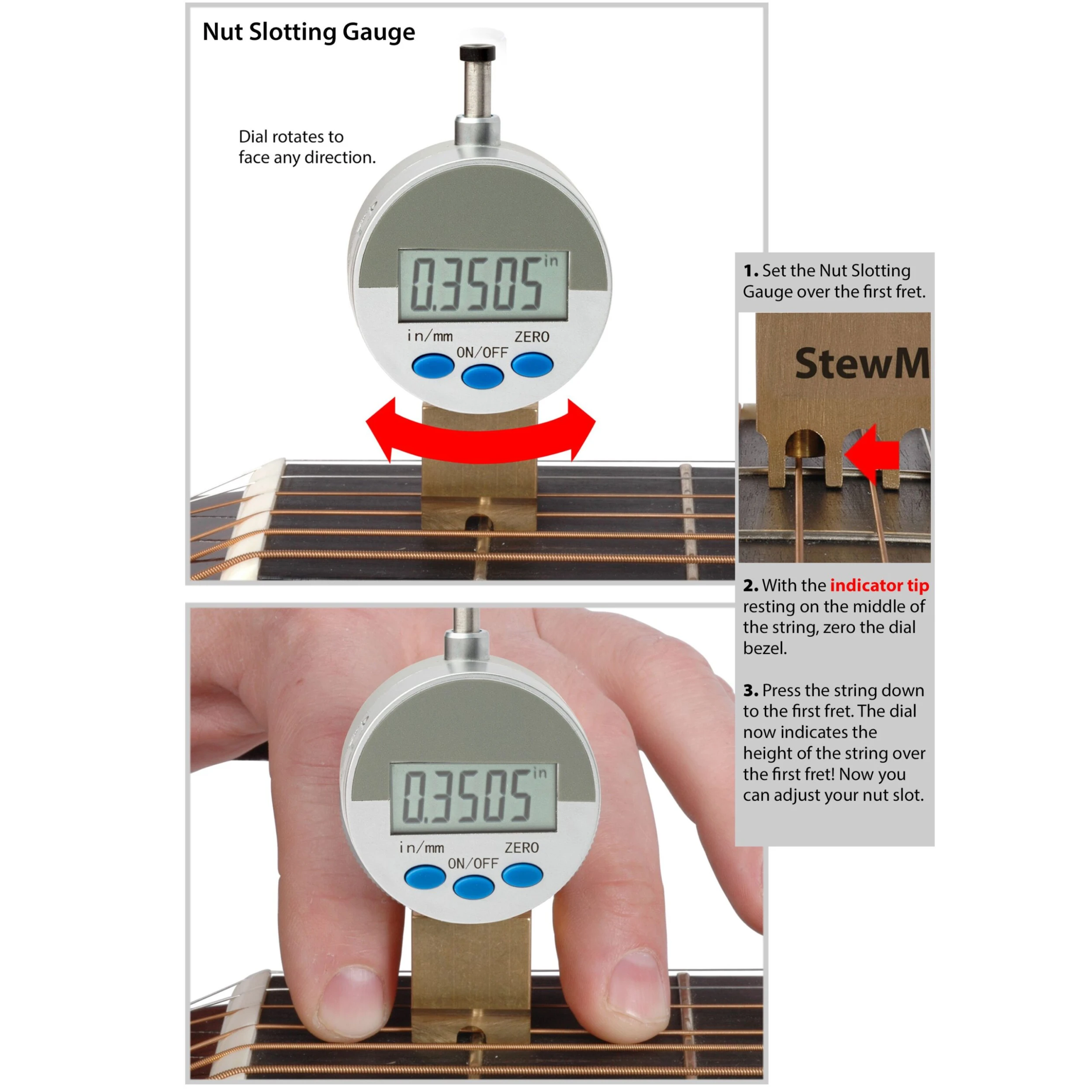 Neck Relief Gauge And Nut Slotting Gauge Set - StewMac 2 Neck Relief Gauge And Nut Slotting Gauge Set - StewMac - Image 2