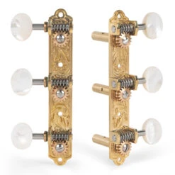 Waverly 3-On-Plate Guitar Tuners With Mother Of Pearl Knobs For Slotted Pegheads - StewMac 7 Waverly 3-On-Plate Guitar Tuners With Mother Of Pearl Knobs For Slotted Pegheads - StewMac -Luthier Tools Shop 3523 br set on white 2000