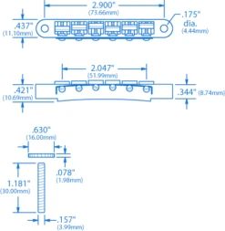 ABR-1 Tune-o-matic Bridge - StewMac 5 ABR-1 Tune-o-matic Bridge - StewMac -Luthier Tools Shop 4566 1spec