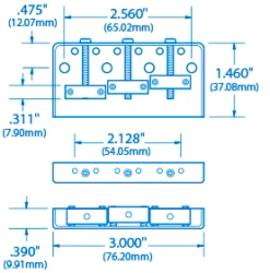 Short Bridge For Tele - StewMac -Luthier Tools Shop 4588 1spec