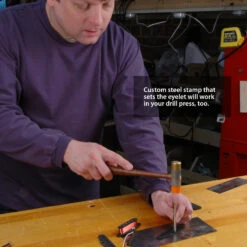 Eyelet Setting Tool And Bit - StewMac -Luthier Tools Shop 5976 3 in use 1800px