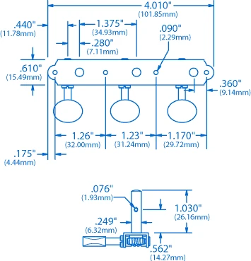Waverly 3-On-Plate Guitar Tuners With Mother Of Pearl Knobs For Slotted Pegheads - StewMac 2 Waverly 3-On-Plate Guitar Tuners With Mother Of Pearl Knobs For Slotted Pegheads - StewMac - Image 2